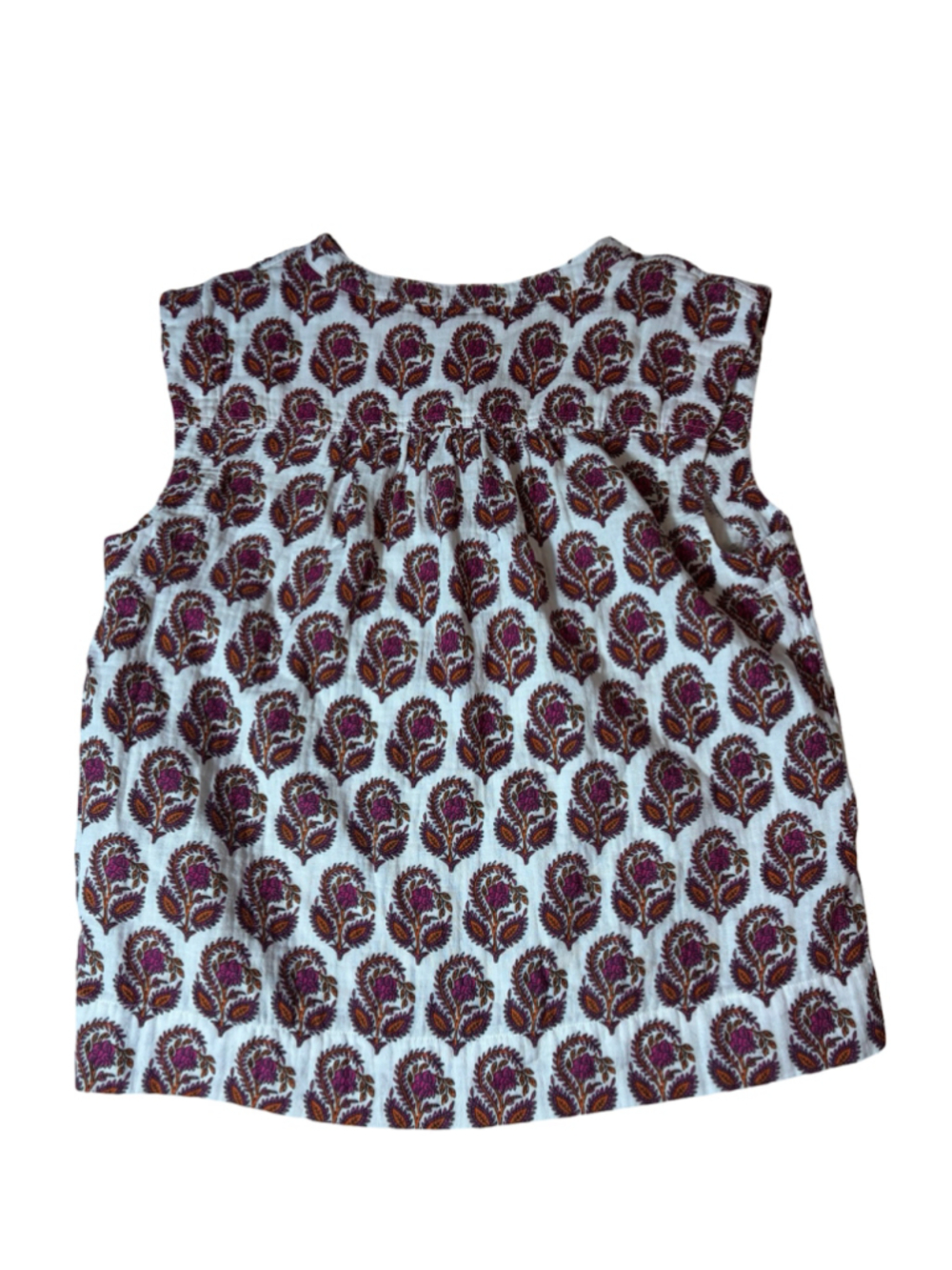 J Crew Womens XS Floral Block Print Cotton Sleeveless Popover Blouse Boho